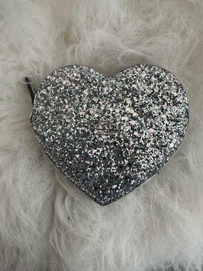 Coach Silver Glitter Heart Coin Purse